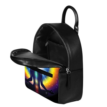 Light Of Seven Chakras Print Leather Backpack
