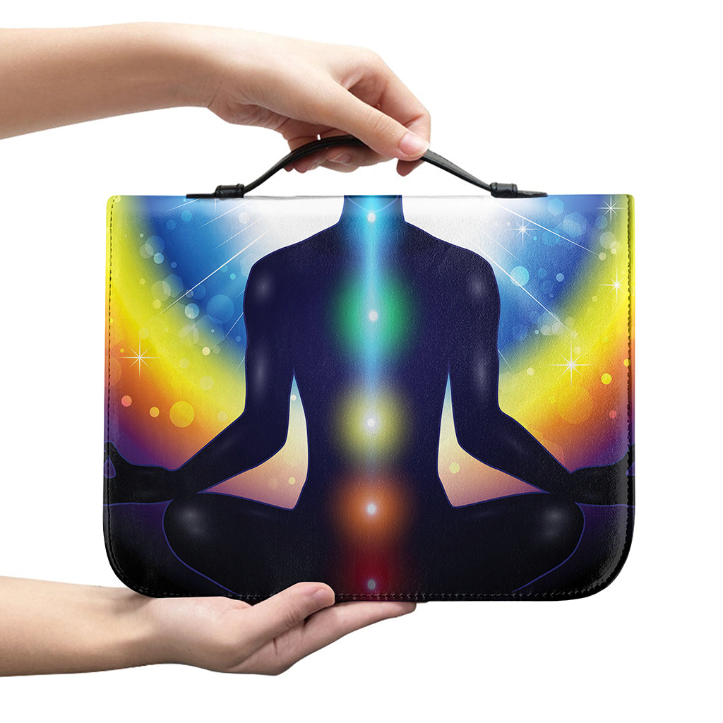 Light Of Seven Chakras Print Leather Bible Cover