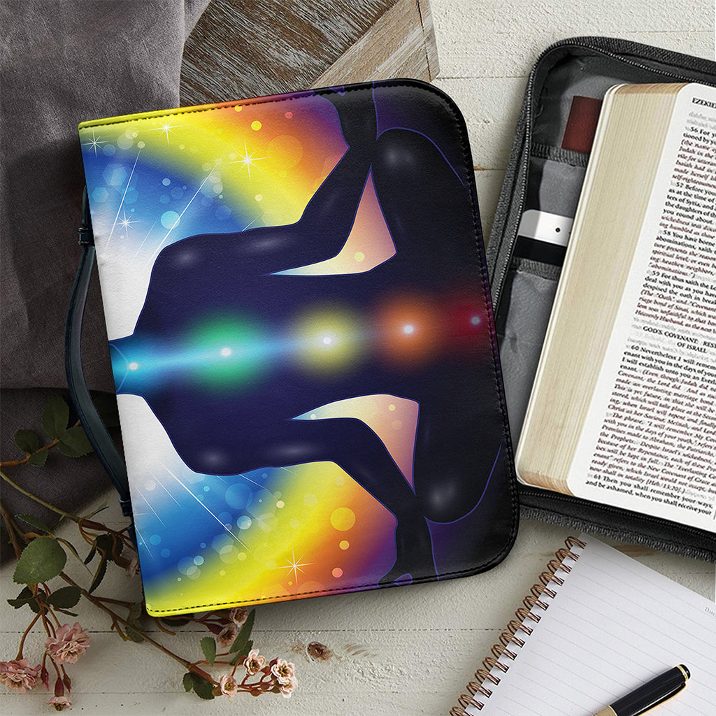 Light Of Seven Chakras Print Leather Bible Cover