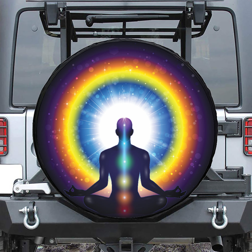 Light Of Seven Chakras Print Leather Spare Tire Cover