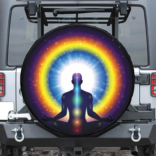 Light Of Seven Chakras Print Leather Spare Tire Cover