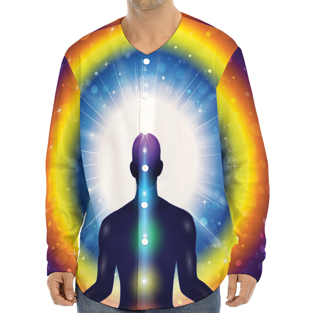 Light Of Seven Chakras Print Long Sleeve Baseball Jersey
