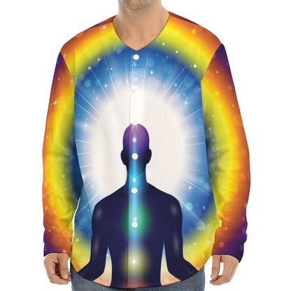 Light Of Seven Chakras Print Long Sleeve Baseball Jersey