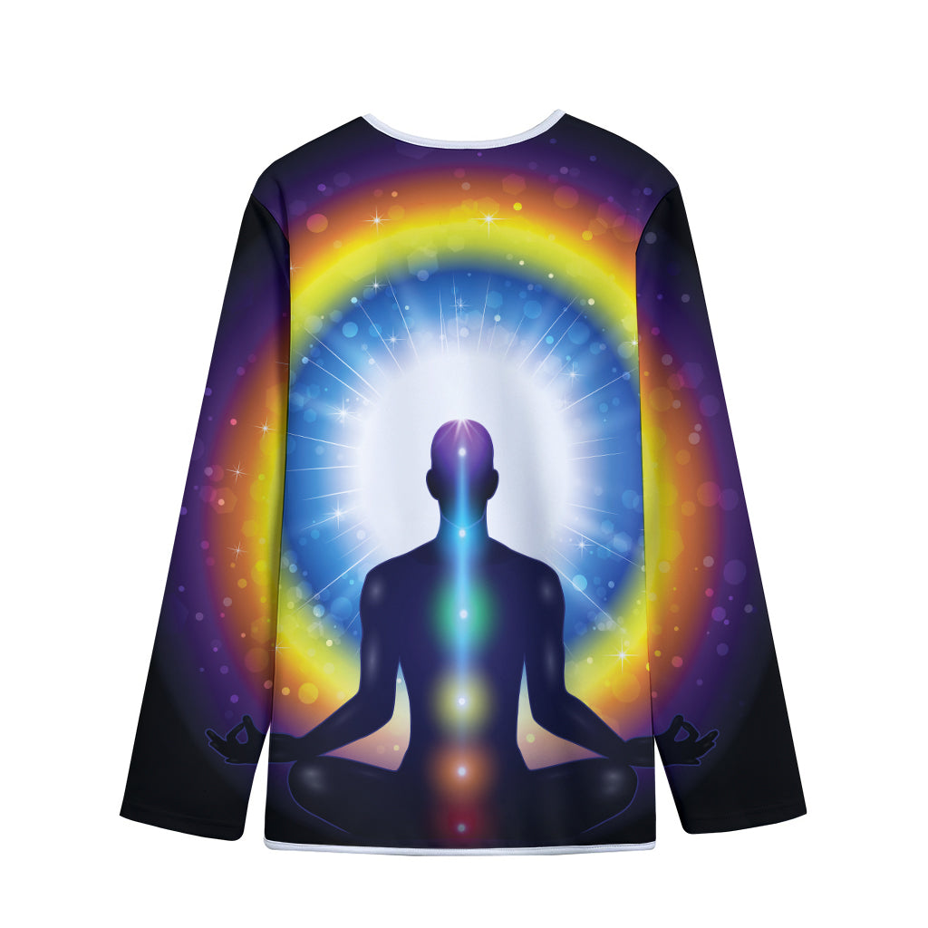 Light Of Seven Chakras Print Long Sleeve Short Coat