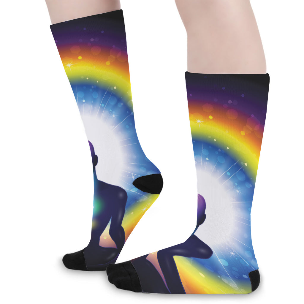 Light Of Seven Chakras Print Long Socks