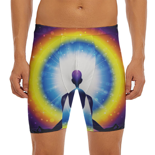 Light Of Seven Chakras Print Men's Long Boxer Briefs