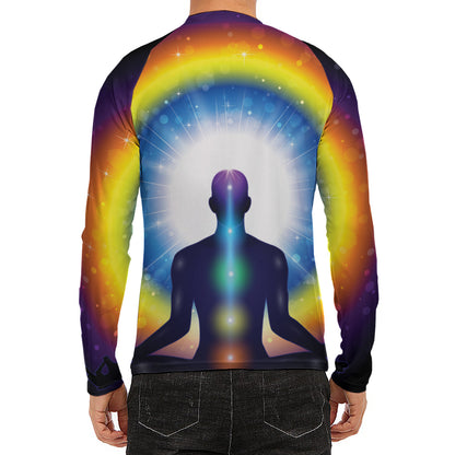 Light Of Seven Chakras Print Men's Long Sleeve Rash Guard