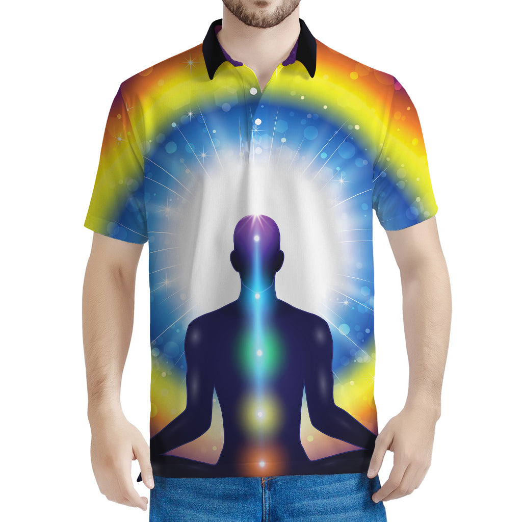 Light Of Seven Chakras Print Men's Polo Shirt