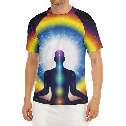 Light Of Seven Chakras Print Men's Short Sleeve Rash Guard