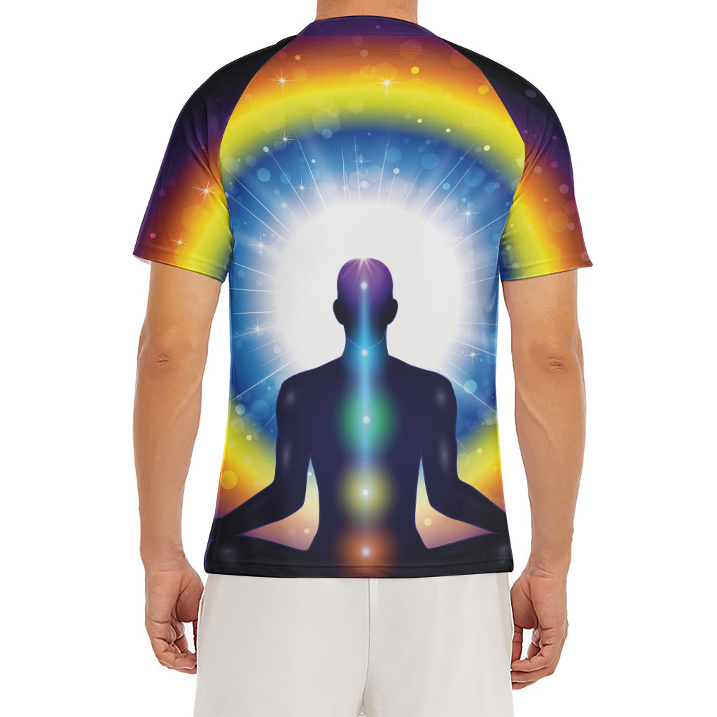 Light Of Seven Chakras Print Men's Short Sleeve Rash Guard