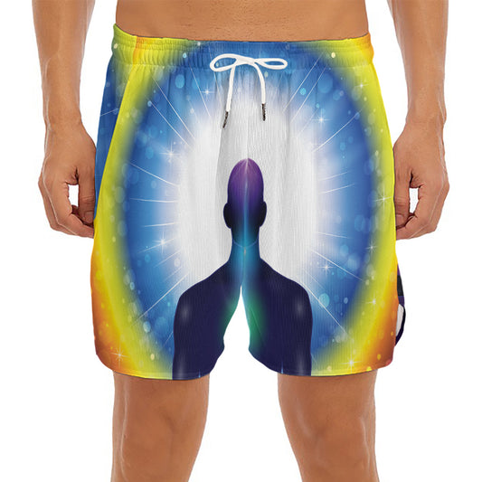 Light Of Seven Chakras Print Men's Split Running Shorts
