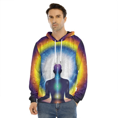 Light Of Seven Chakras Print Men's Velvet Pullover Hoodie