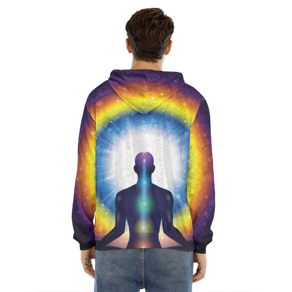 Light Of Seven Chakras Print Men's Velvet Pullover Hoodie