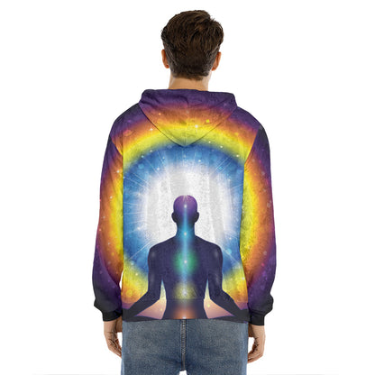 Light Of Seven Chakras Print Men's Velvet Pullover Hoodie