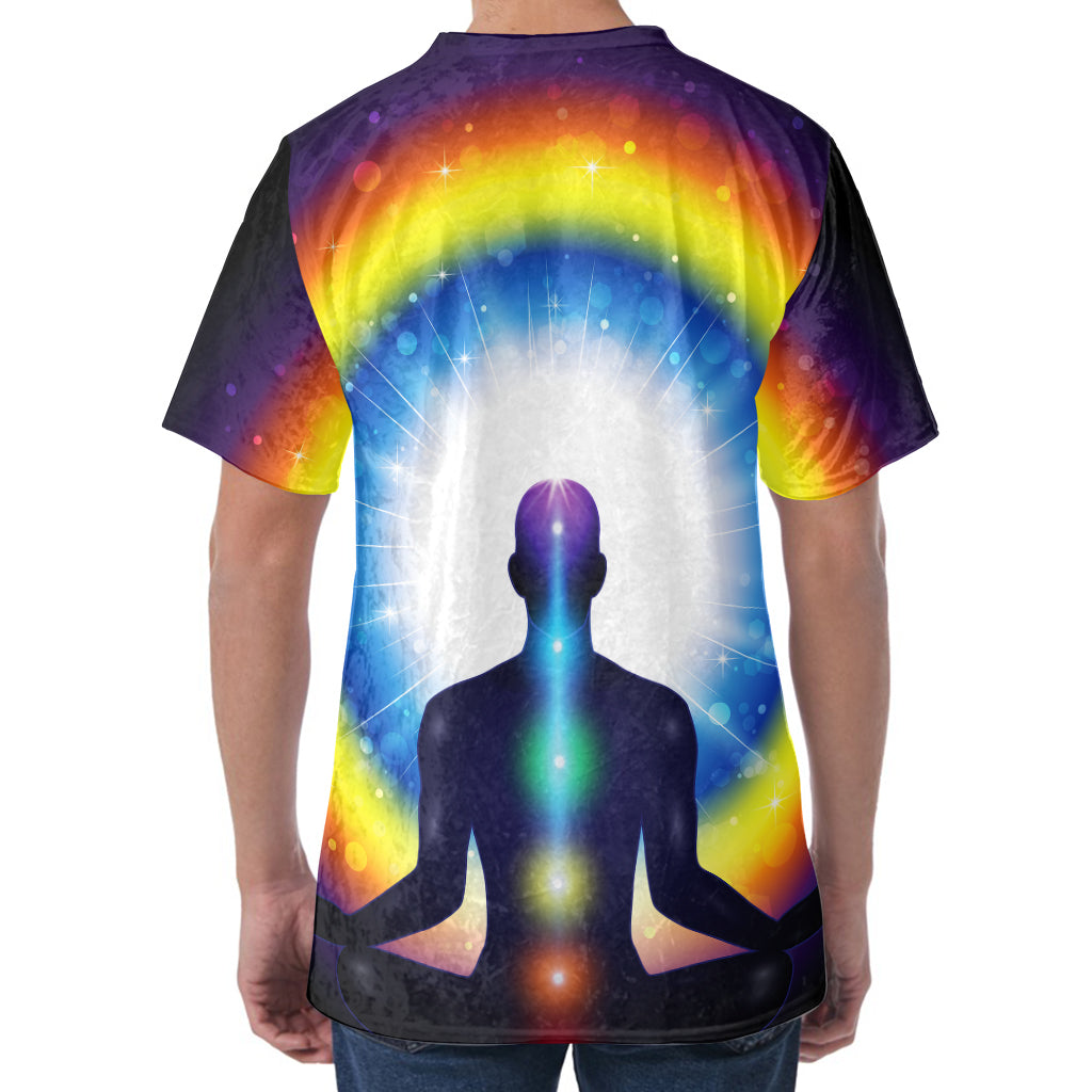 Light Of Seven Chakras Print Men's Velvet T-Shirt