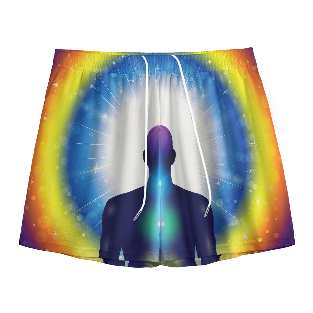 Light Of Seven Chakras Print Mesh Shorts