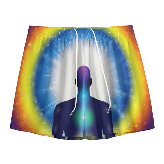 Light Of Seven Chakras Print Mesh Shorts