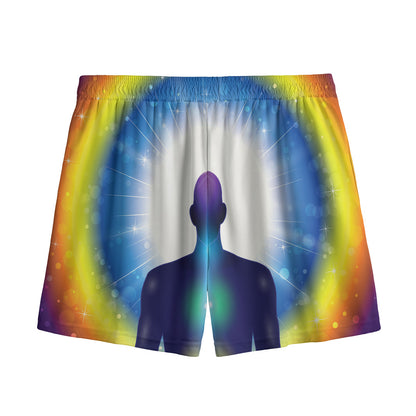 Light Of Seven Chakras Print Mesh Shorts