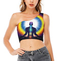 Light Of Seven Chakras Print One Shoulder Crop Top