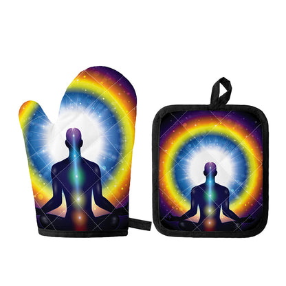 Light Of Seven Chakras Print Oven Mitt And Pot Holder Set