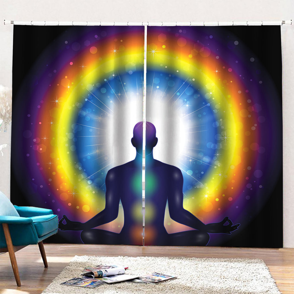 Light Of Seven Chakras Print Pencil Pleat Curtains