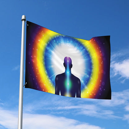 Light Of Seven Chakras Print Polyester Flag