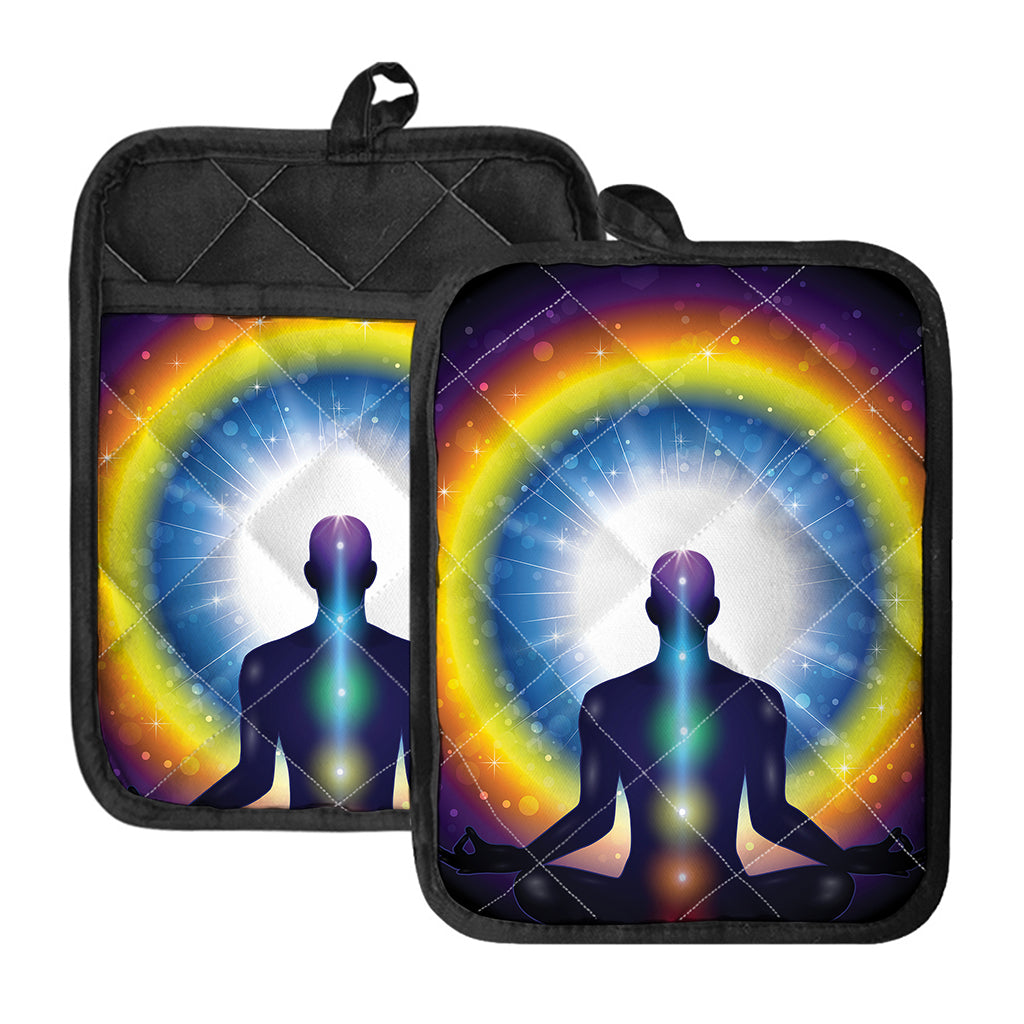 Light Of Seven Chakras Print Pot Holders With Pocket