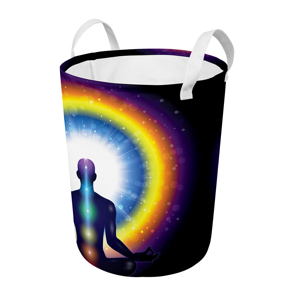 Light Of Seven Chakras Print Round Laundry Basket