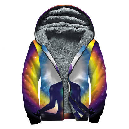 Light Of Seven Chakras Print Sherpa Lined Zip Up Hoodie