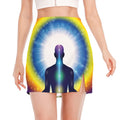Light Of Seven Chakras Print Side Slit Mini Skirt