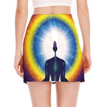 Light Of Seven Chakras Print Side Slit Mini Skirt