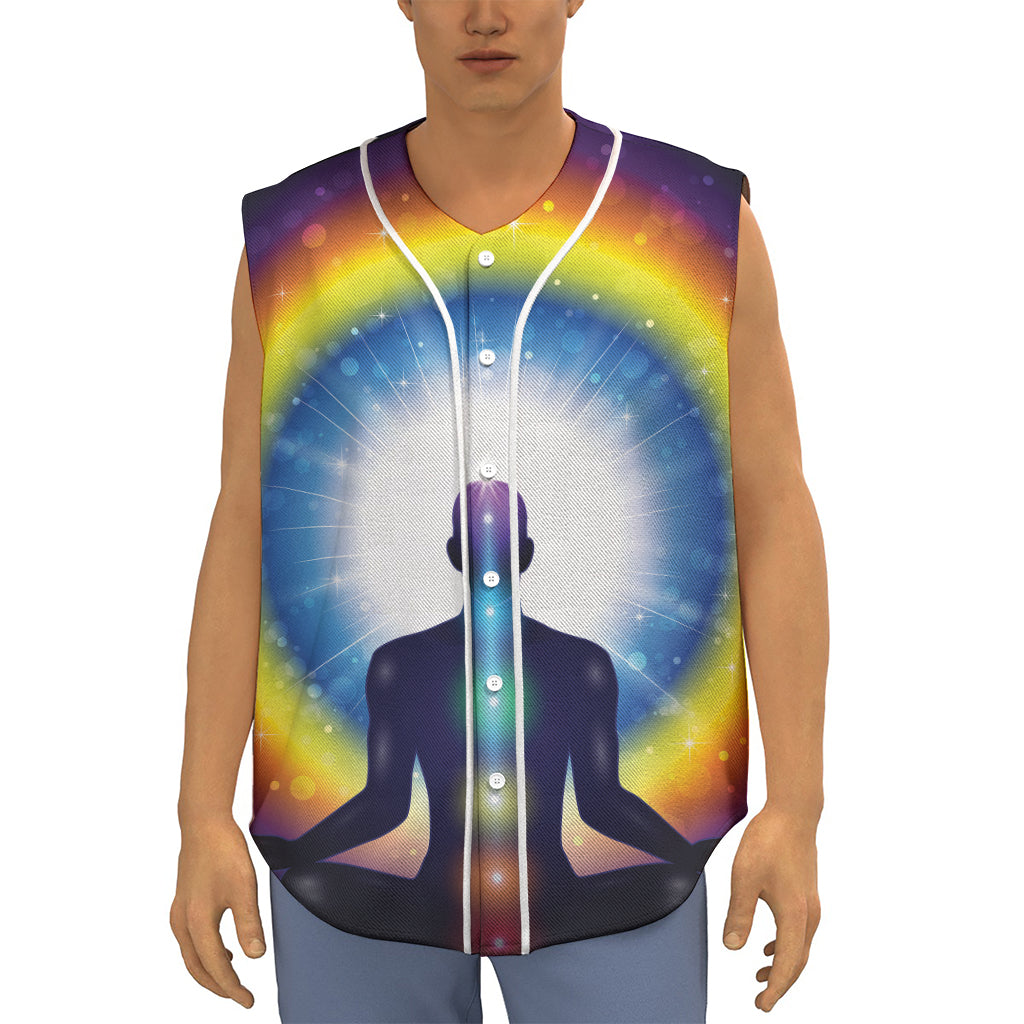 Light Of Seven Chakras Print Sleeveless Baseball Jersey