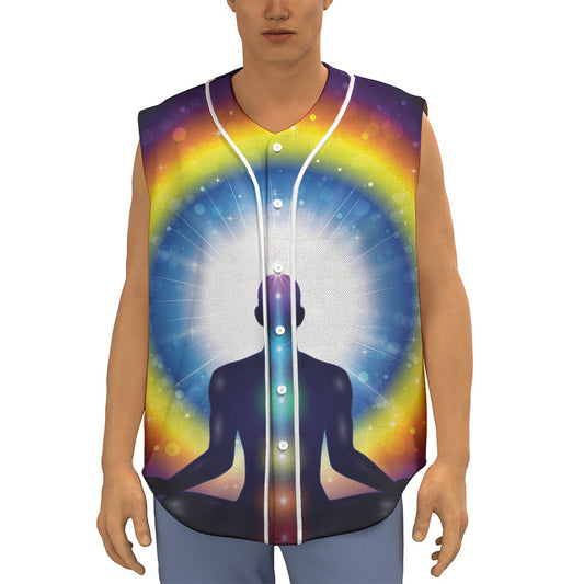 Light Of Seven Chakras Print Sleeveless Baseball Jersey