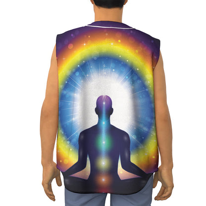 Light Of Seven Chakras Print Sleeveless Baseball Jersey