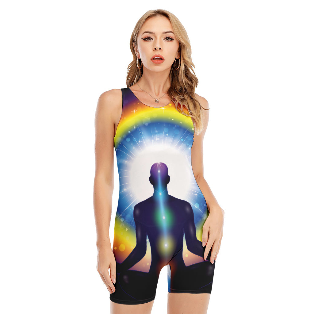 Light Of Seven Chakras Print Sleeveless One Piece Swimsuit