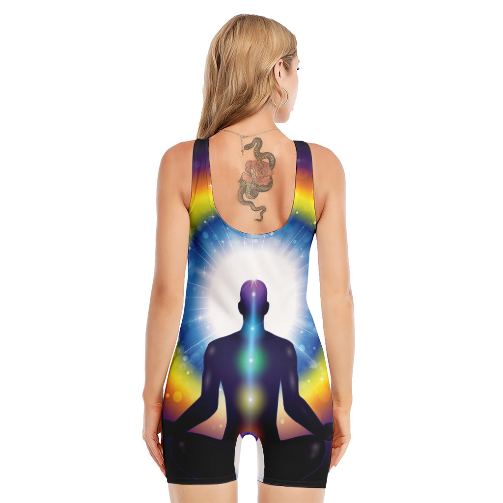 Light Of Seven Chakras Print Sleeveless One Piece Swimsuit