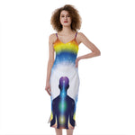 Light Of Seven Chakras Print Slim Fit Midi Cami Dress