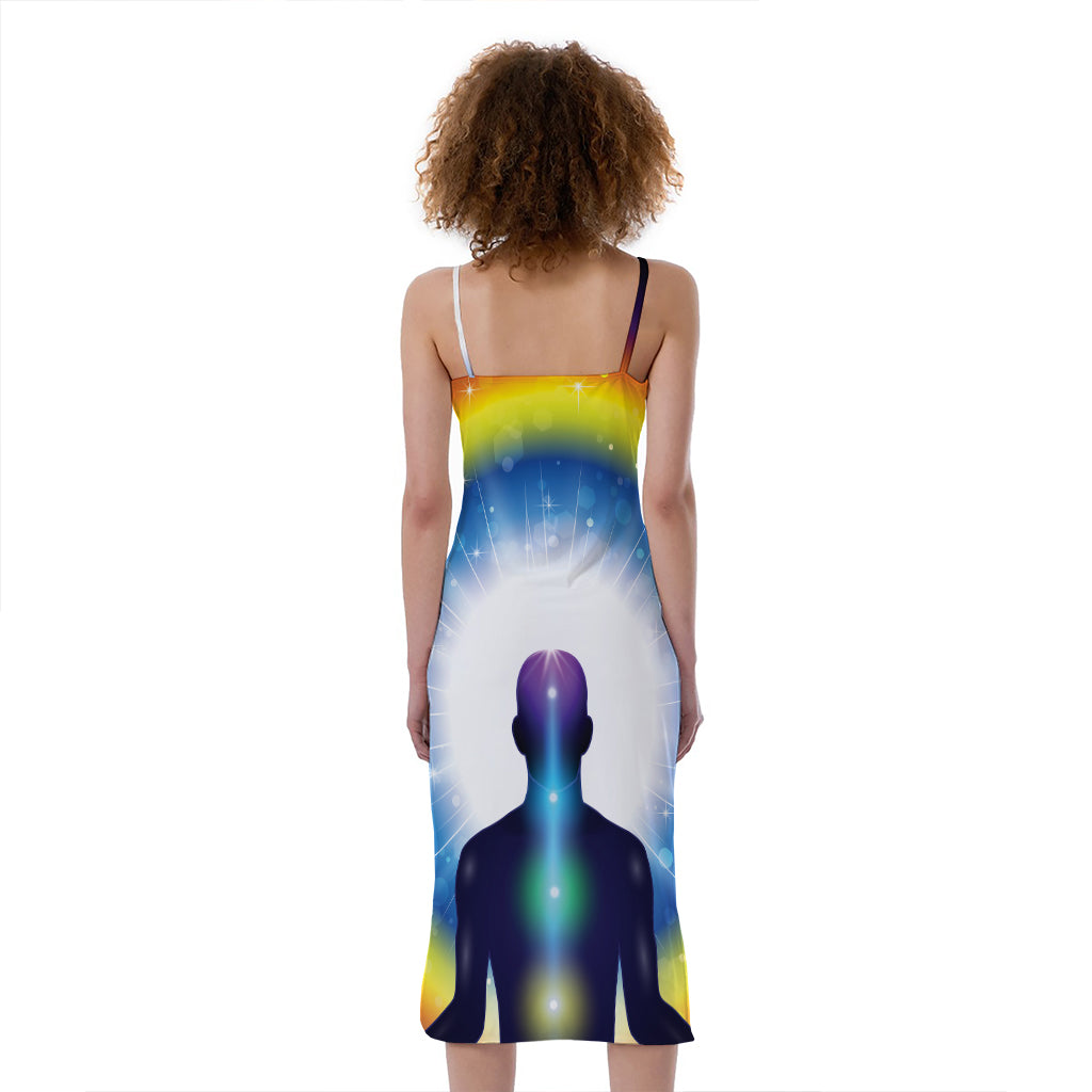 Light Of Seven Chakras Print Slim Fit Midi Cami Dress