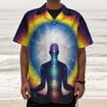 Light Of Seven Chakras Print Textured Short Sleeve Shirt
