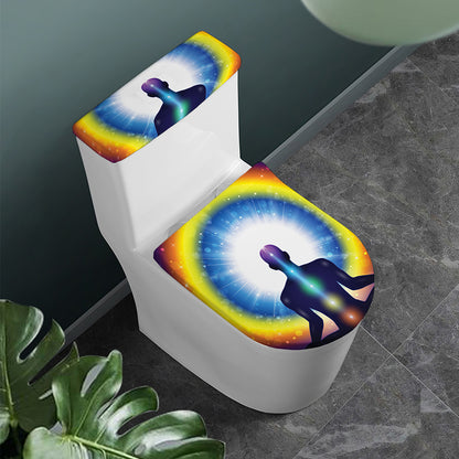 Light Of Seven Chakras Print Toilet Lid And Tank Cover Set