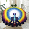 Light Of Seven Chakras Print Waterproof Round Tablecloth