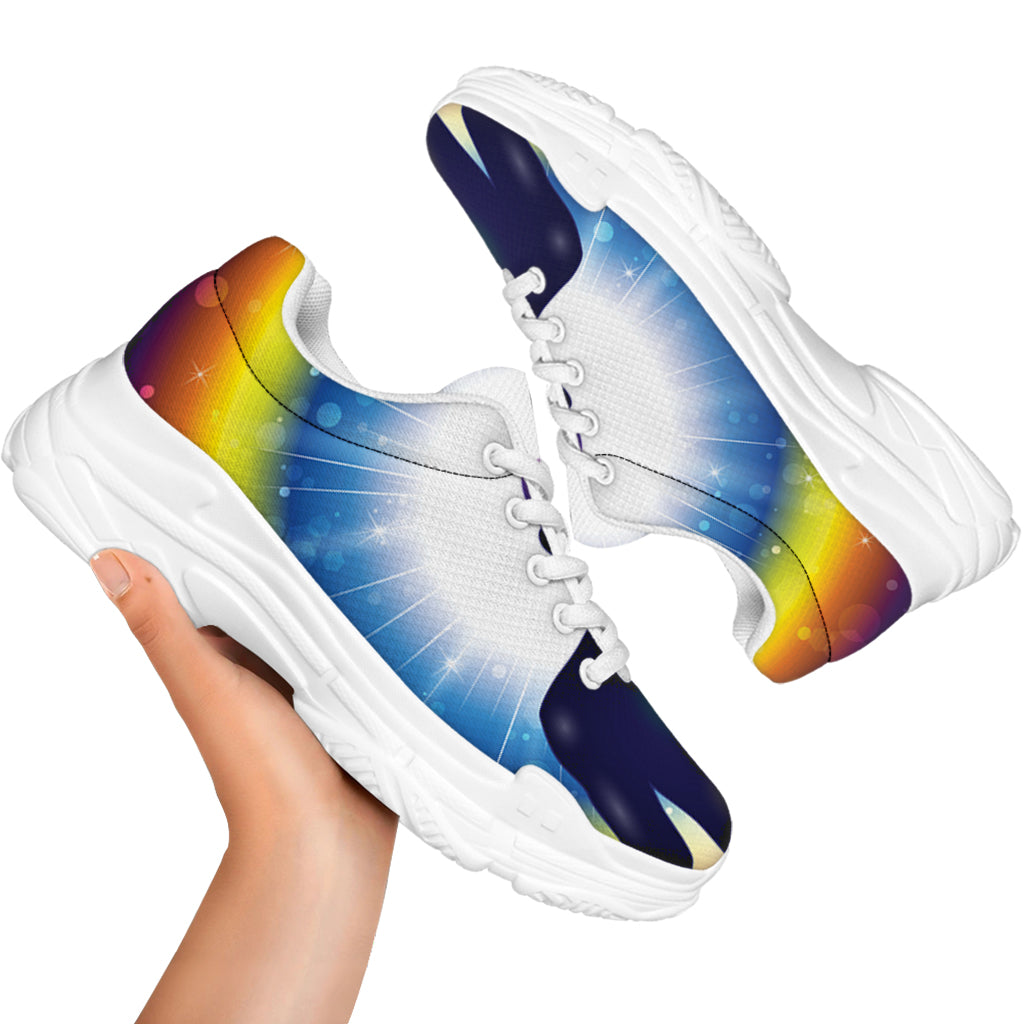 Light Of Seven Chakras Print White Chunky Shoes