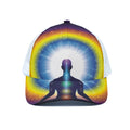 Light Of Seven Chakras Print White Mesh Trucker Hat