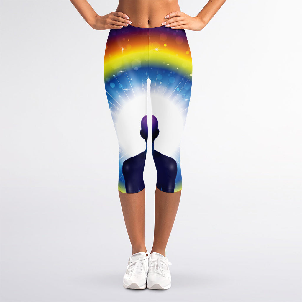 Light Of Seven Chakras Print Women's Capri Leggings
