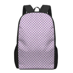 Light Purple And White Checkered Print 17 Inch Backpack