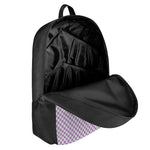 Light Purple And White Checkered Print 17 Inch Backpack