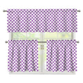 Light Purple And White Checkered Print 3 Piece Kitchen Curtains