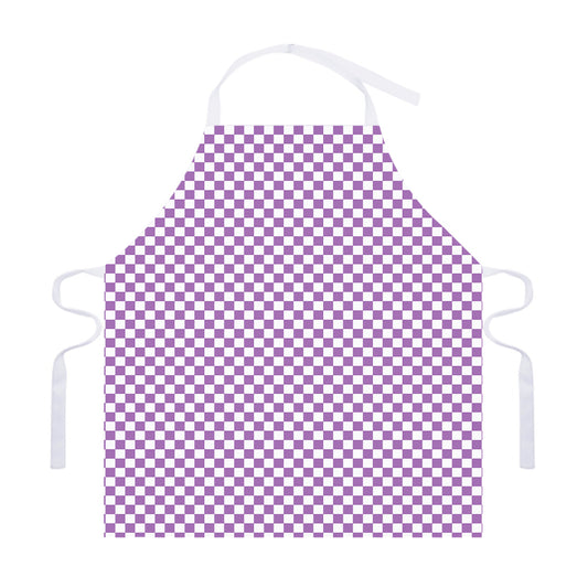 Light Purple And White Checkered Print Adjustable Apron