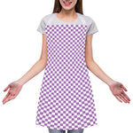 Light Purple And White Checkered Print Adjustable Apron