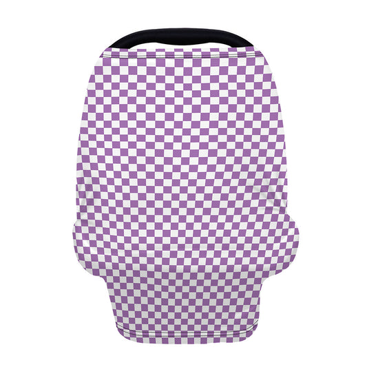 Light Purple And White Checkered Print Baby Seat Cover